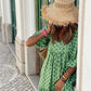 Robe d'été bohème vintage imprimée pour femme, élégante, décontractée, ample, col en V, manches courtes, longue