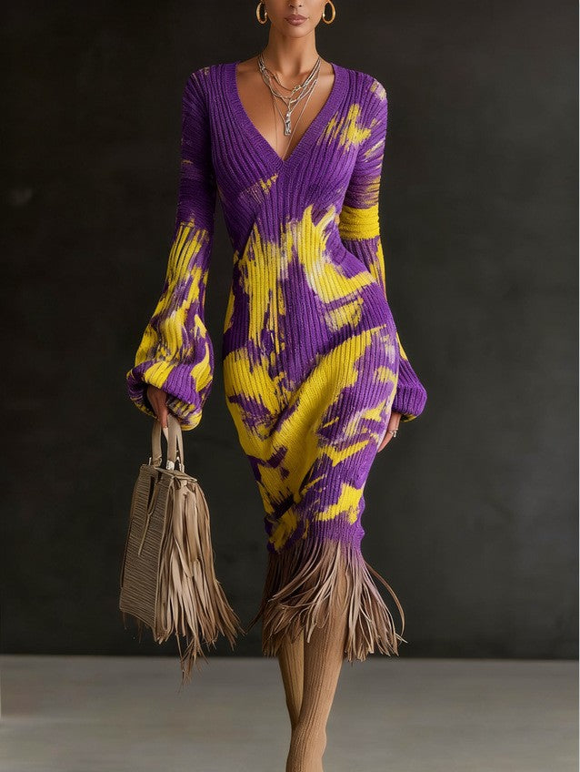 Womens Knitted Effect Sweater Dress