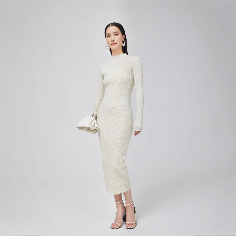 Round Neck Knitted Dress Stretch Slim