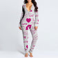 Women's Pajama Jumpsuit Print Deep V