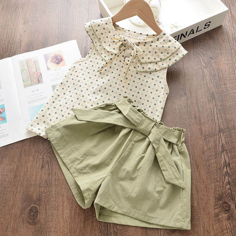 Ensemble deux pièces chemise et short sans manches pour enfants d'été