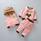 Costume trois pièces épais en velours double couche pour enfant