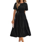 Robe de vacances à smocks et col rond, printemps et été