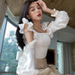 Women's Irregular Pleated Ruffled Long Sleeve Top