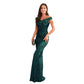 Green Sequined High Waist Fishtail Long Evening Dress