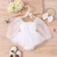 Mesh Long Sleeve Tied Gauze Skirt Triangle Adjustable Crotch Bottom-covering Rompers