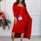 European And American Women's Clothing Casual Solid Color Suspender Skirt Long Twinset