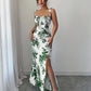 Printed Slip Dress, High-waisted Floral Maxi Dress