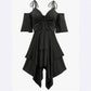 Plus Size Women's Clothing Street Hipster V-neck Cold Shoulder Short Sleeve Dress