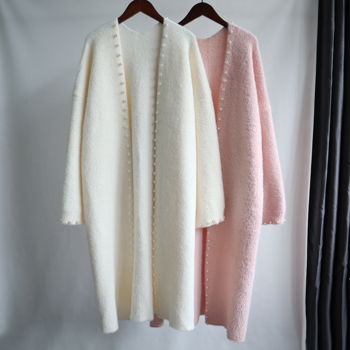Women's Beaded Mink Fleece Knitted Cardigan