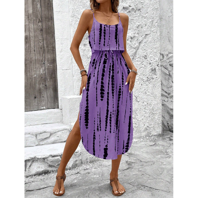 European And American-style Floral Camisole Skirt Two-piece Set
