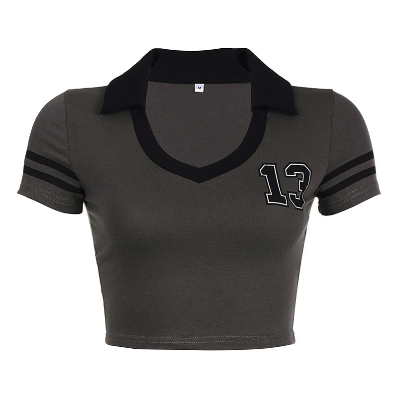 Girls' Slim And Navel Exposed Short Sleeve Top