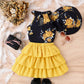 Printed Halter Top Cake Skirt With Hat Suit