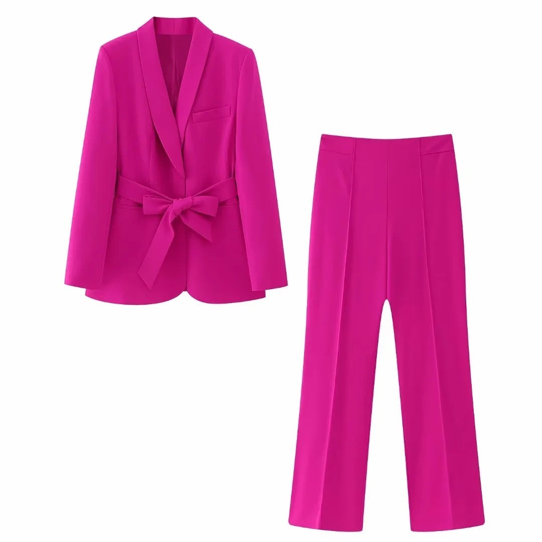 Robe de costume style français pour femme avec ceinture, petite veste, pantalon décontracté