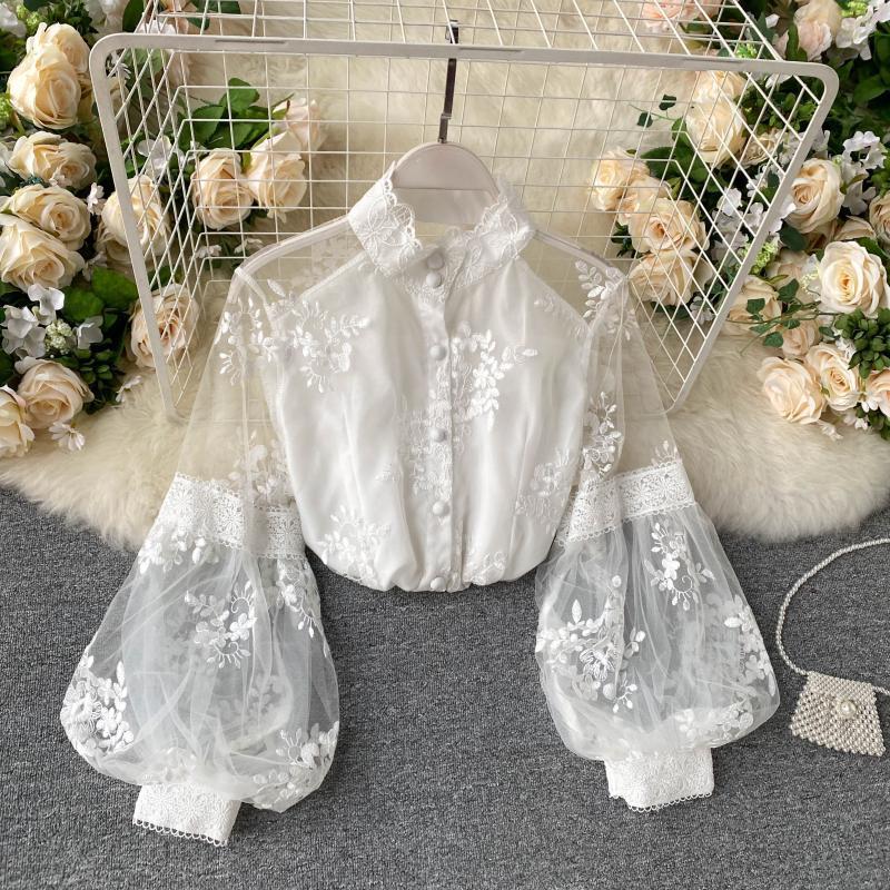 Puff Sleeve Style Slim Slimming Shirt Women