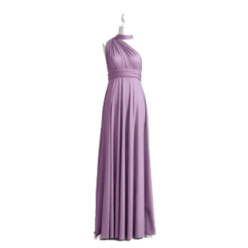 More Than Multiple Wear Rope Cross Backless Bandage One-piece Dress Long And Short