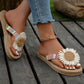 Ins New Summer Woven Herringbone Flip-flops Women's Fashion Beach Slippers