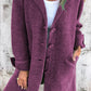 Lapel Single Breasted Cardigan With Pockets Fashion Color Solid Mid-Length Outwear Coat Womens Clothing