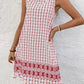 Retro-printed Sleeveless Crew-neck Casual Resort Dress