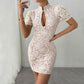 Women's Sexy Lace Hollow-out Bodycon Short-sleeve Dress