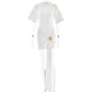 Fitted Half-sleeve Dress With A Tie Ruffles And A Cinched Waist