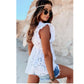 White Eyelet Floral Cut-out Ruffled Top