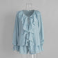 French-style V-neck Ruffled Shirt And Shorts Set