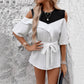 Women's Fashionable Elegant Solid Color Off-shoulder Top