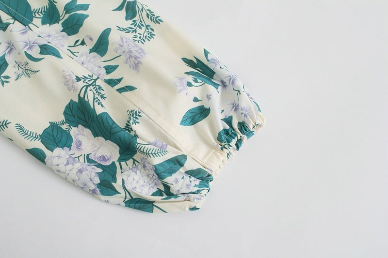 Combinaison décontractée à ceinture et coutures florales, style européen et américain