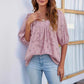 Square Collar Top Lace Floral Texture Women's Clothing