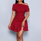 Elegant Sophisticated Solid Color Off The Shoulder Slim Fit Ruffle Trim Dress