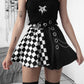 Dark Girl Color Contrast Plaid Stitching Skirt High Waist Skirt