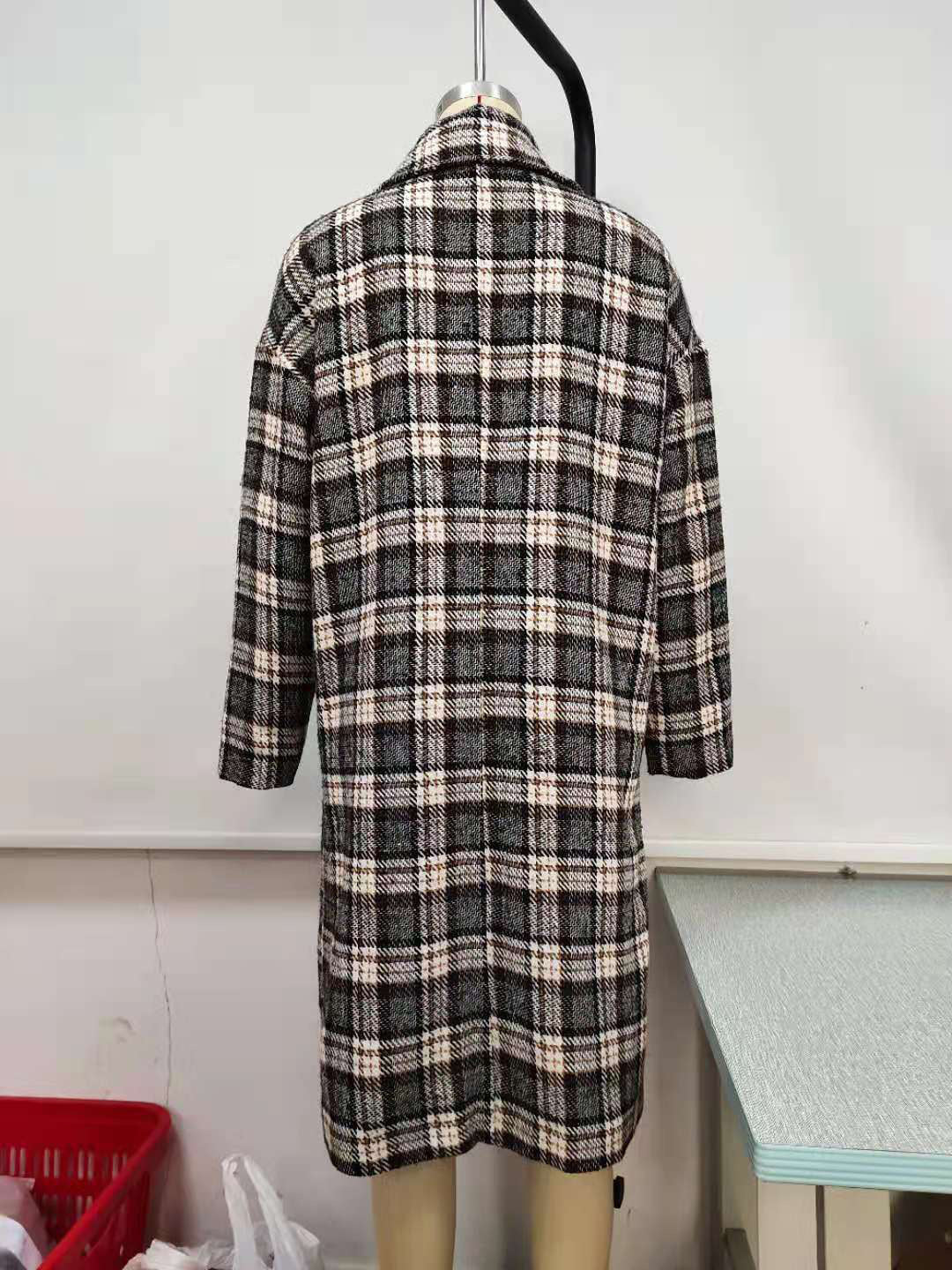 Long Double-breasted Cashmere Coat With Suit Collar