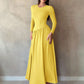 Base Pleated Solid Color Long Dress