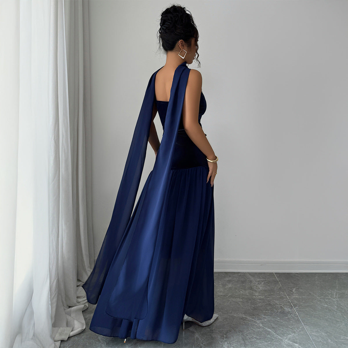 Elegant Strapless Patchwork Dress For Women