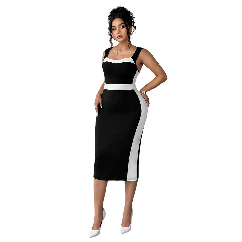 Women's Elegant Intellectual Style Contrasting-color Dress