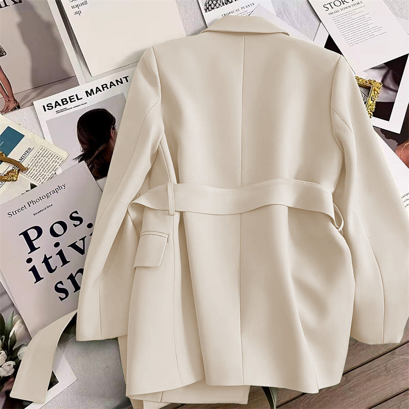Spring And Autumn Korean Style Slim Fit Slimming Graceful And Fashionable Black Tie Small Tailored Suit Top