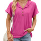 New Solid Color Hooded Button T-shirt Loose Hollow Design Short-sleeved Top For Womens Clothing
