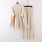 Idle Style Half Turtleneck Thickened Inner Wear Knitted Wide Leg Pants Two-piece Set