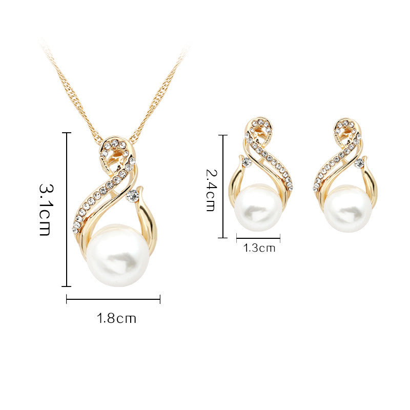 foreign necklace, pearl necklace, earring set, Japanese and Korean popular evening necklace, bride photography accessories