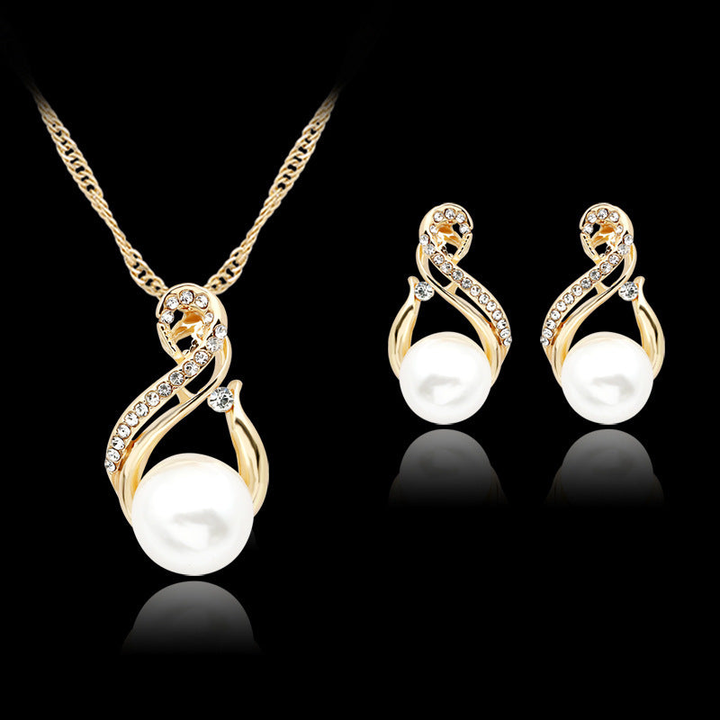 foreign necklace, pearl necklace, earring set, Japanese and Korean popular evening necklace, bride photography accessories