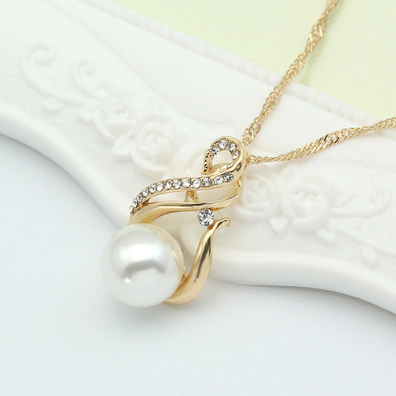 foreign necklace, pearl necklace, earring set, Japanese and Korean popular evening necklace, bride photography accessories