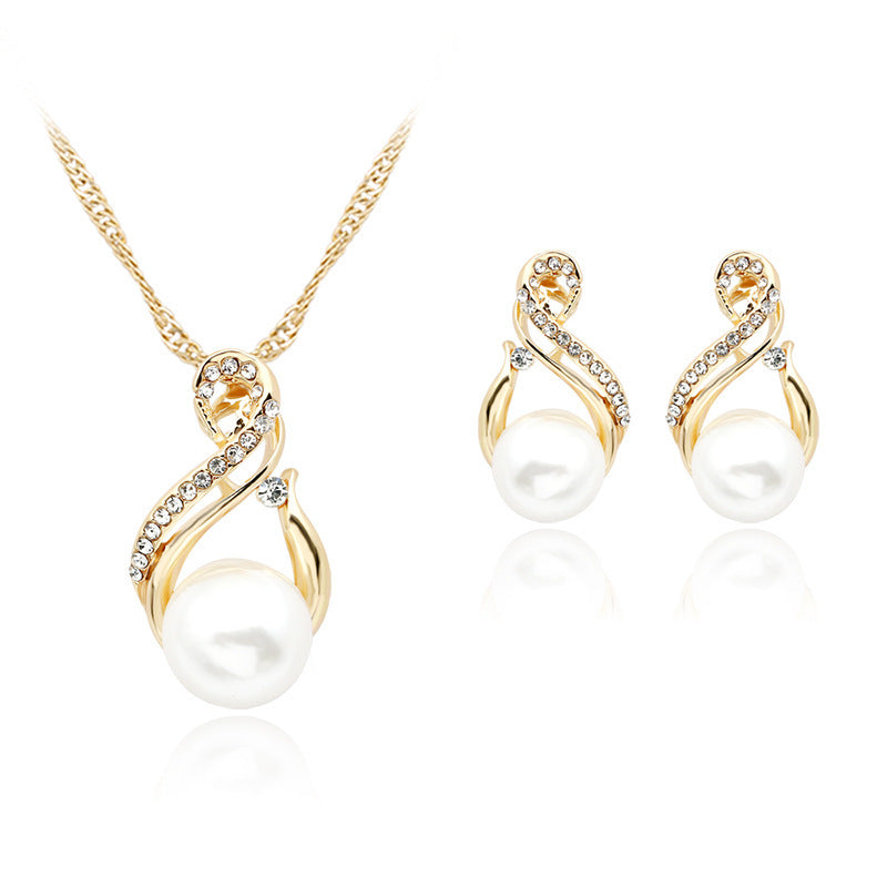 foreign necklace, pearl necklace, earring set, Japanese and Korean popular evening necklace, bride photography accessories