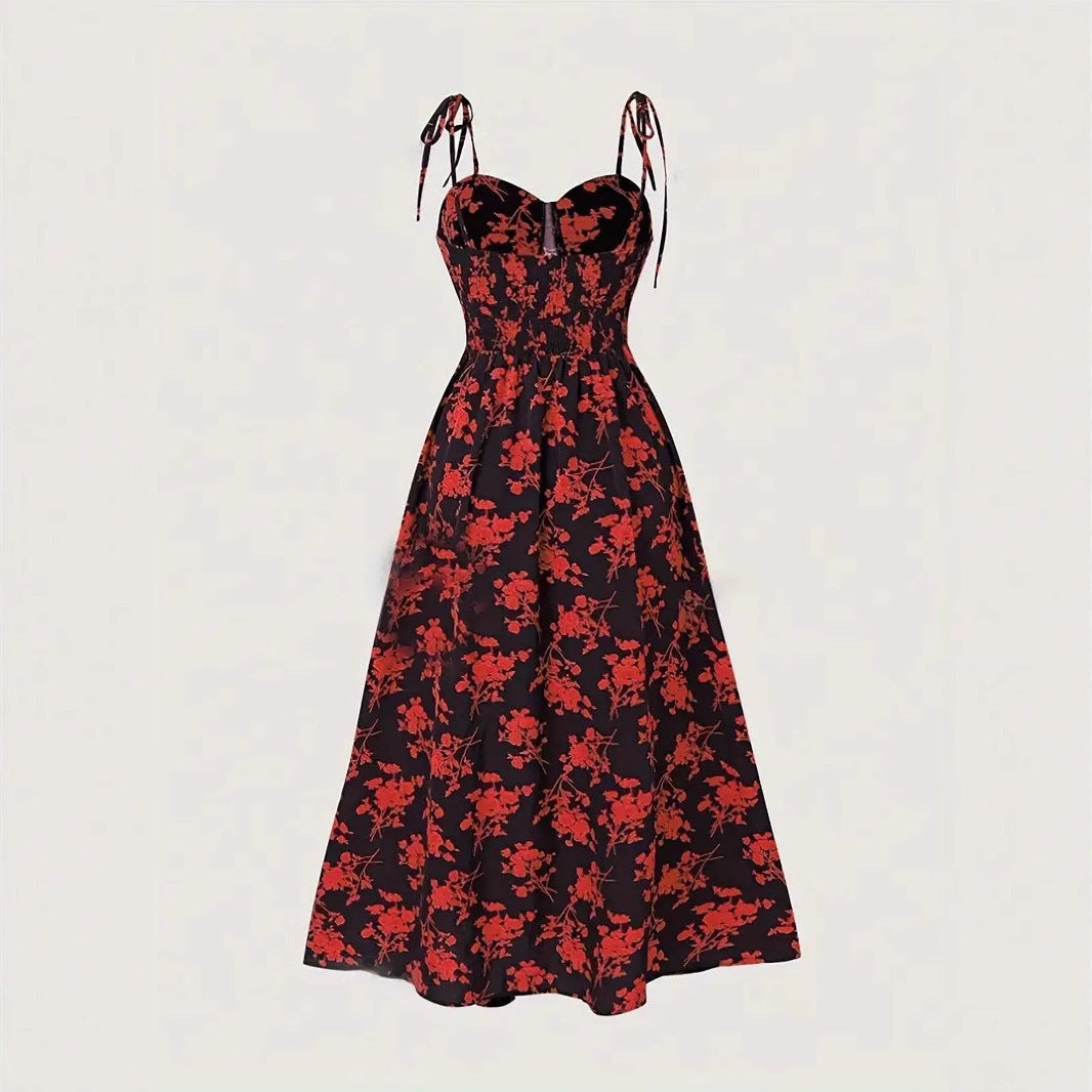 Waist-tight Floral Slimming Sling Dress
