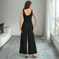 Simple Black-and-white Contrast Waist-cinching Sleeveless Jumpsuit