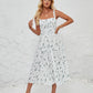 French-style Slip Dress With Side Slit And Print For Women