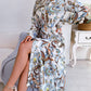 European And American Retro Flower Lapel Tied Shirt Dress