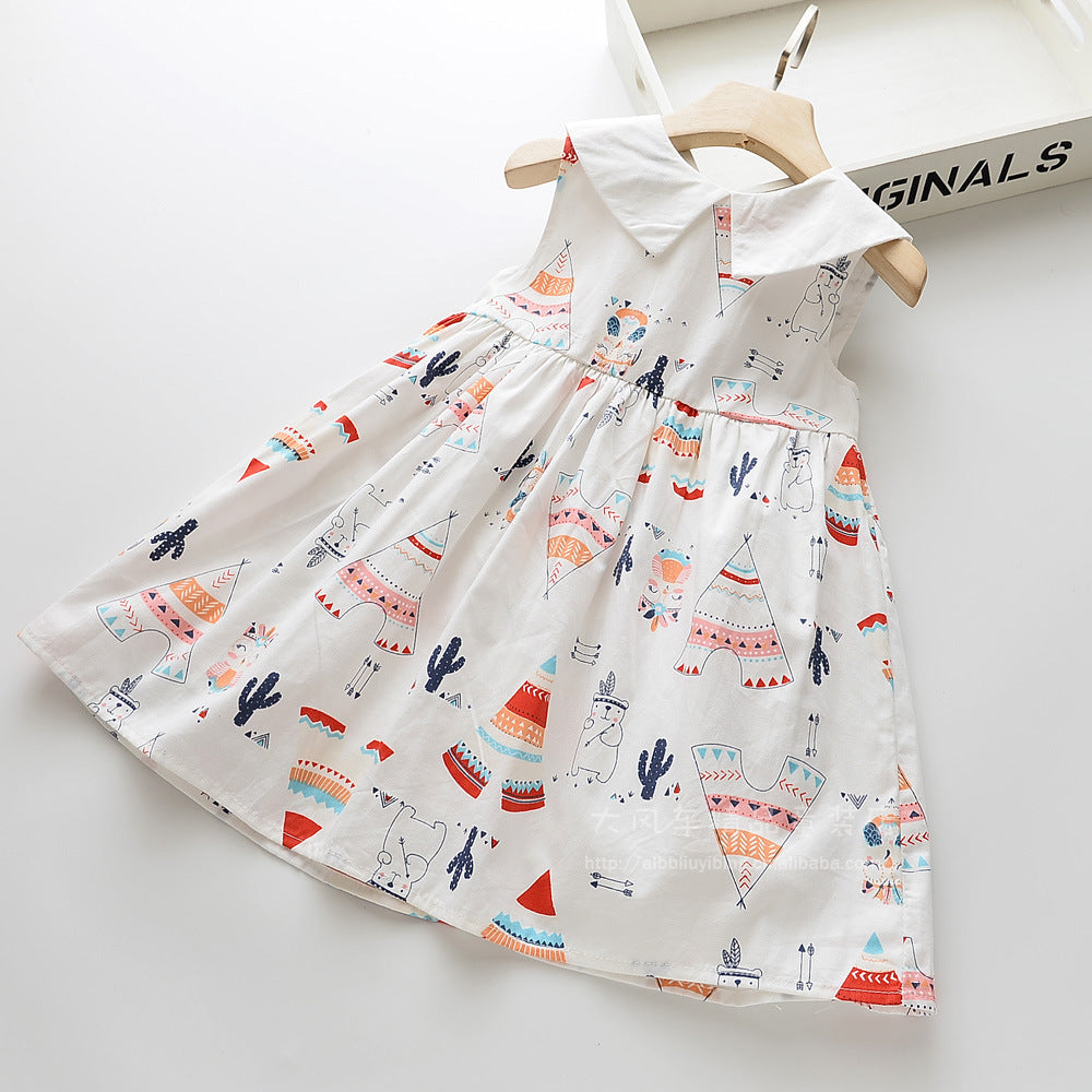 Robe gilet sans manches à col poupée pour fille