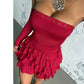 Long-sleeved Bustier Corn One-shoulder Slim Dress