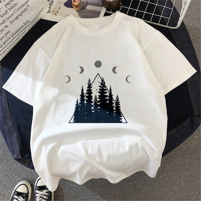 Forest reflection print short sleeve top
